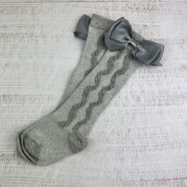 S5429 Girls Knee High Socks Grey