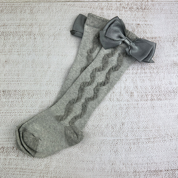 S5429 Girls Knee High Socks Grey