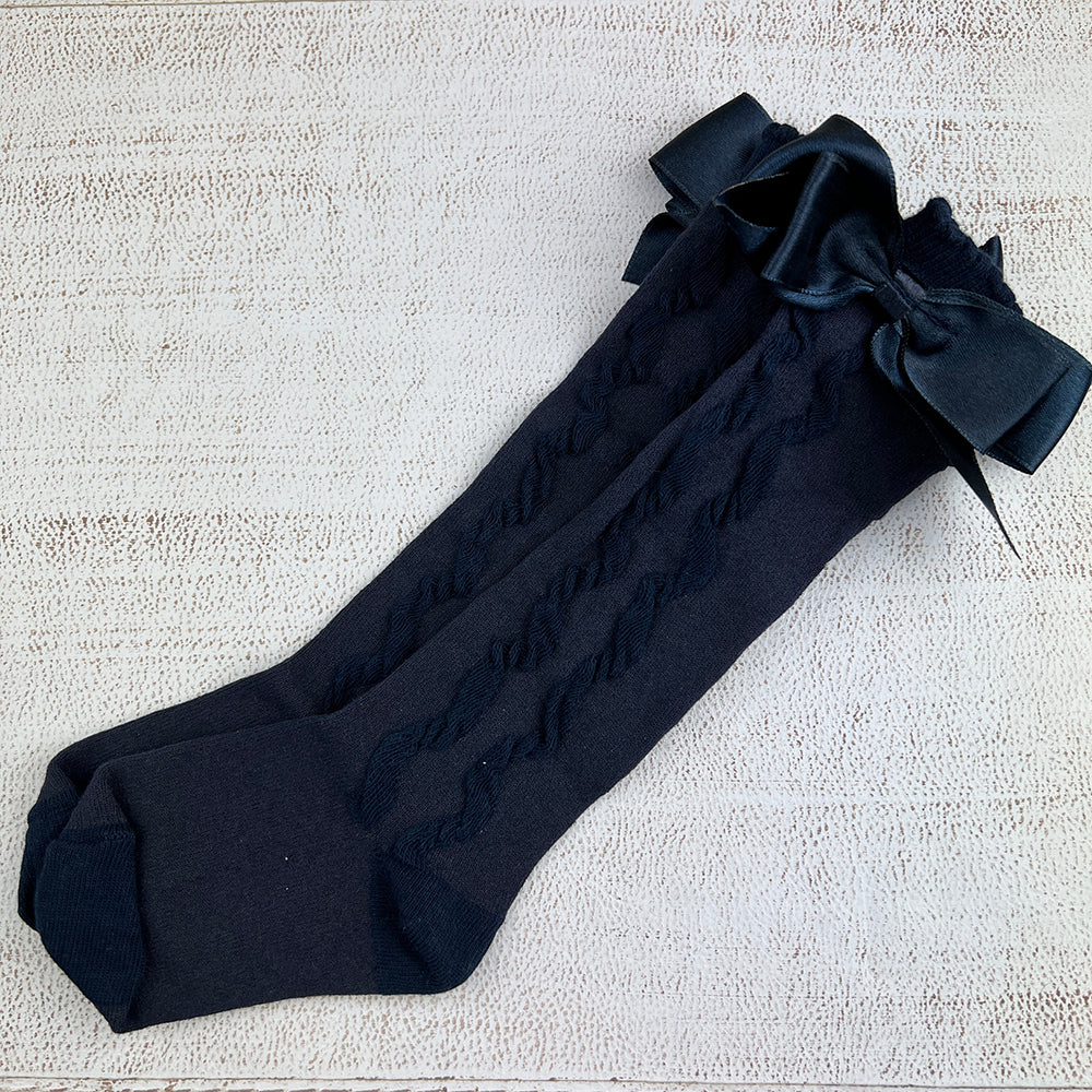 S5429 Girls Knee High Socks Navy