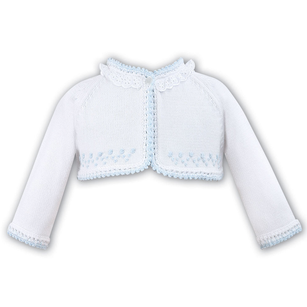 Sarah Louise Cardigan 006686 White & Blue