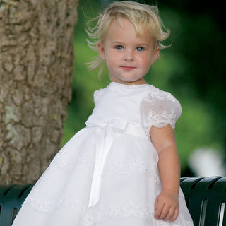 Sarah Louise Ceremonial Ballerina Length Dress 070008 White Worn By a Girl