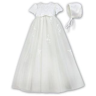 Sarah Louise Christening Robe And Bonnet 001054 Ivory