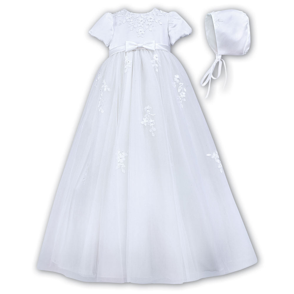 Sarah Louise Christening Robe And Bonnet 001054 White