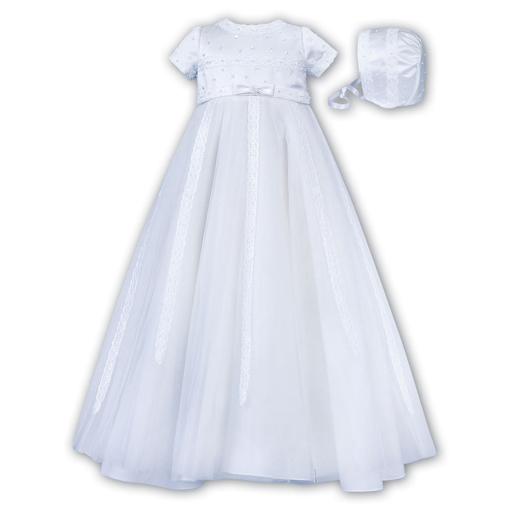 Sarah Louise Christening Robe And Bonnet 001149 White