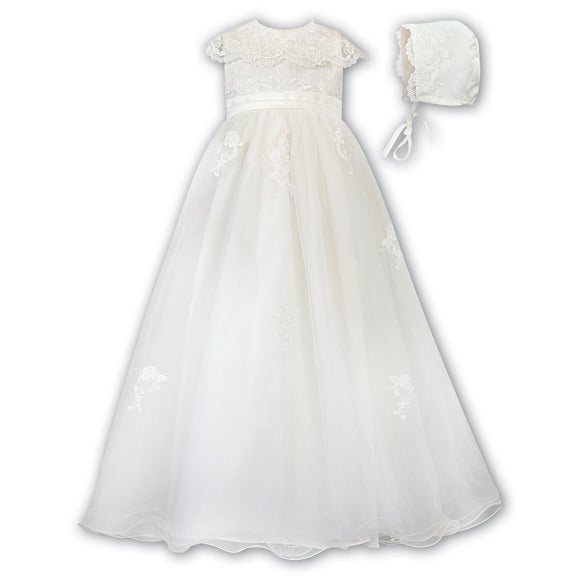     Sarah Louise Christening Robe And Bonnet 001163 Ivory