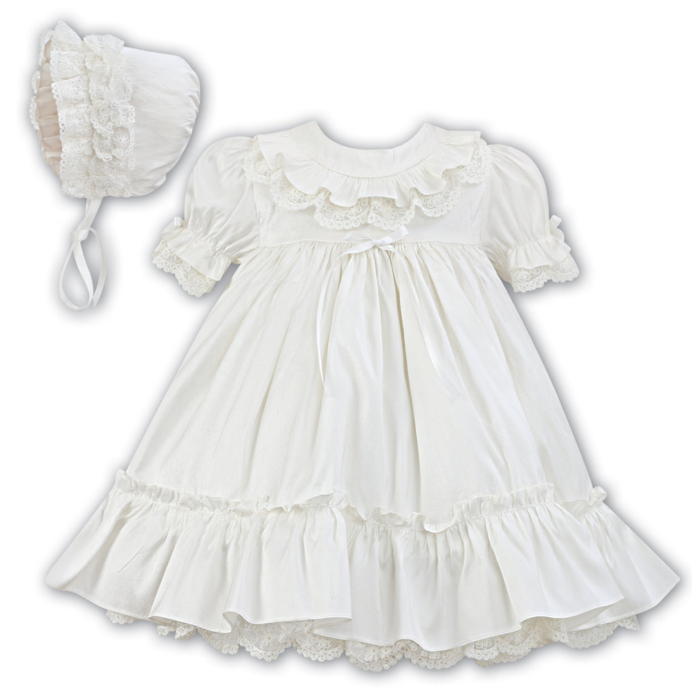 Sarah Louise Dress and Bonnet 001145 Ivory