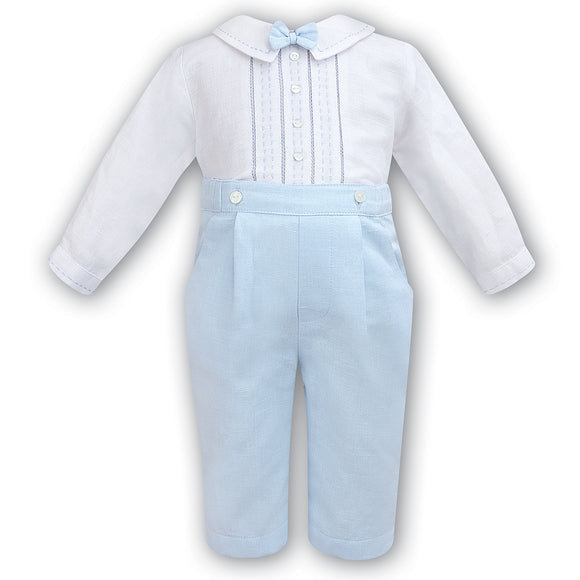 Sarah Louise Long Sleeve Romper 218 White Blue