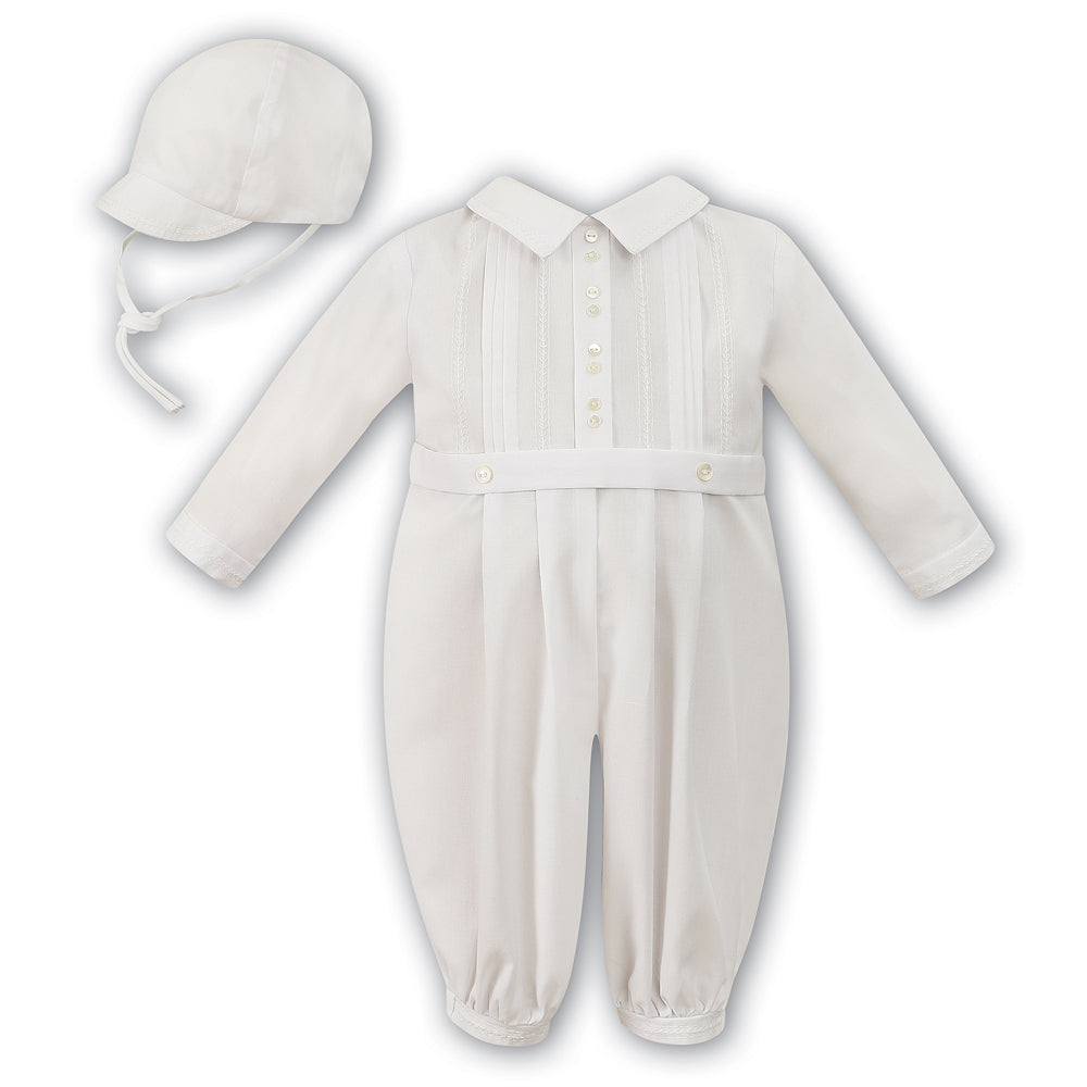 Sarah Louise Long Sleeve Romper And Cap 010447L Ivory