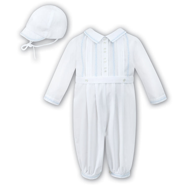 Sarah Louise Long Sleeve Romper And Cap 010447L White Blue