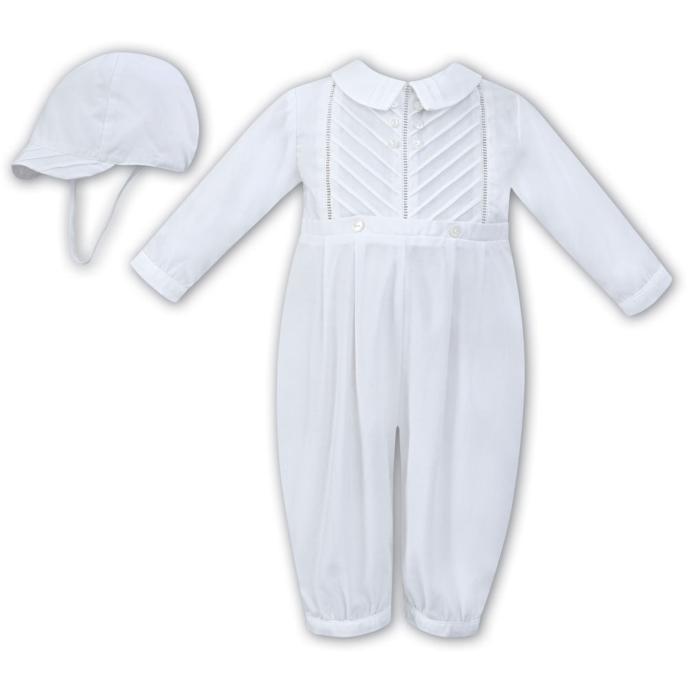 Sarah Louise Long Sleeve Romper And Cap C3001 White