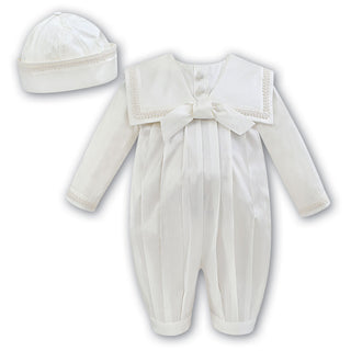 Sarah Louise Long Sleeve Silk Romper And Hat 002238L Ivory