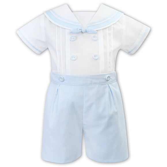 Sarah Louise Romper 011875 White Blue