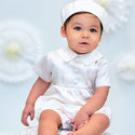 Sarah Louise Romper And Hat 002214 Ivory Worn By Baby