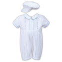 Sarah Louise Romper And Hat 011442 White Blue