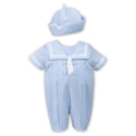 Sarah Louise Romper And Hat 011567 Blue and White
