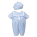 Sarah Louise Romper And Hat 011567 Blue and White