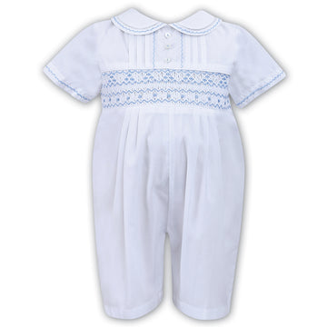 Sarah Louise Short Sleeve Romper 011445 White Blue