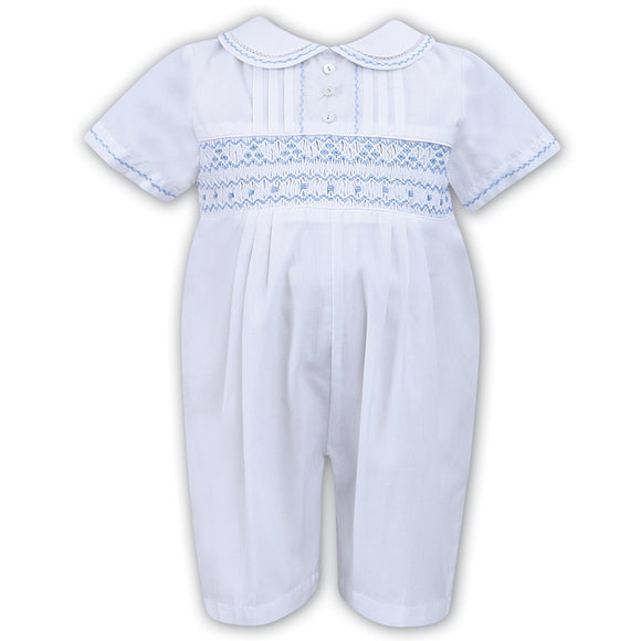 Sarah Louise Short Sleeve Romper 011445 White Blue