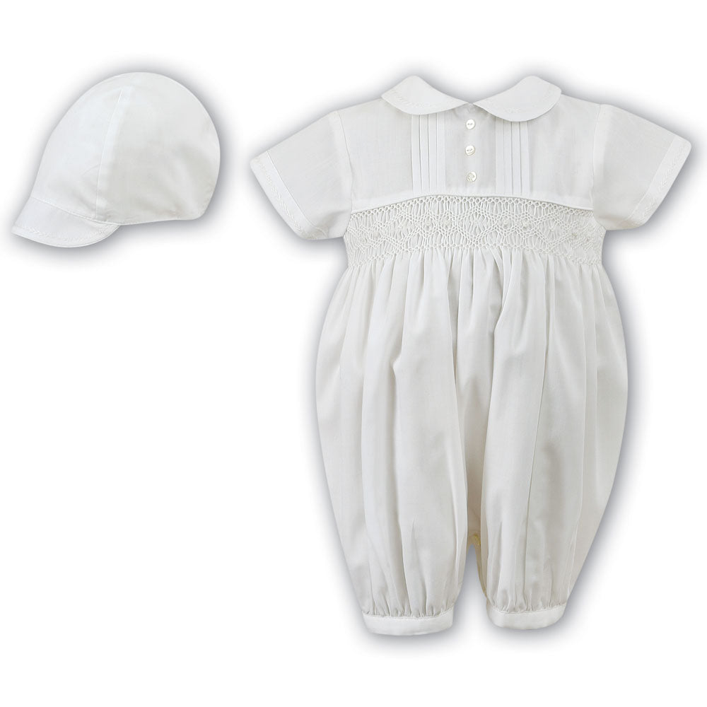 Sarah Louise Short Sleeve Romper And Cap 002200S Ivory