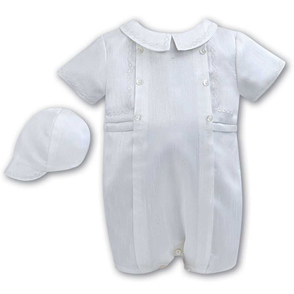 Sarah Louise Short Sleeve Romper And Cap 002226S White