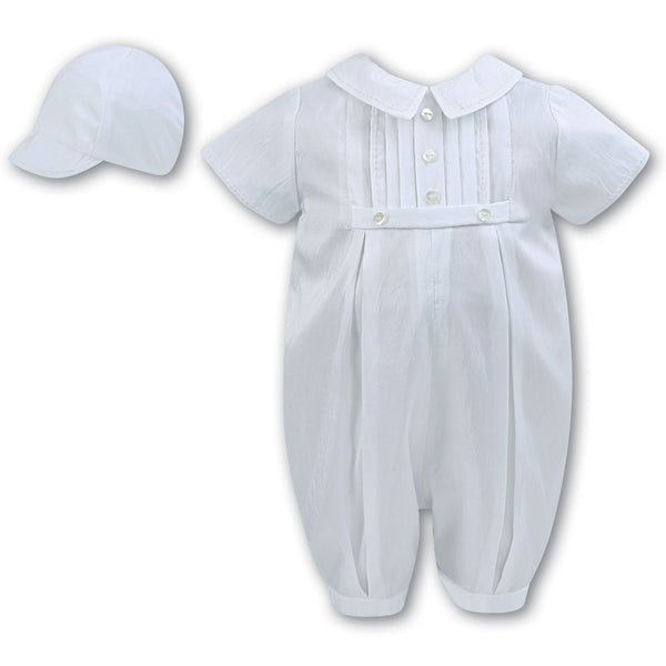 Sarah Louise Short Sleeve Romper And Cap 002228S White