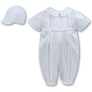 Sarah Louise Short Sleeve Romper And Cap 002228S White
