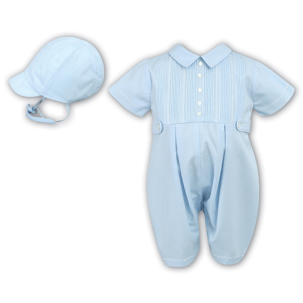 Sarah Louise Short Sleeve Romper And Cap 9208 Blue