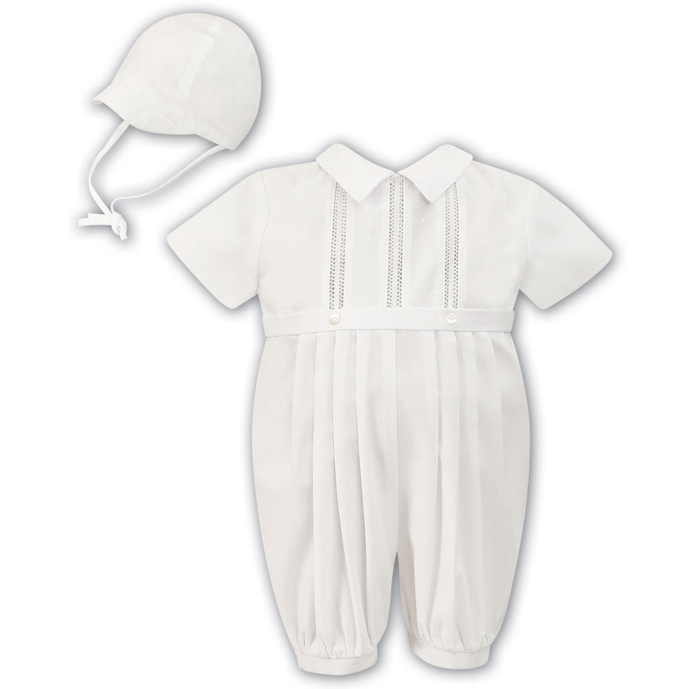 Sarah Louise Short Sleeve Romper And Hat 002209S Ivory