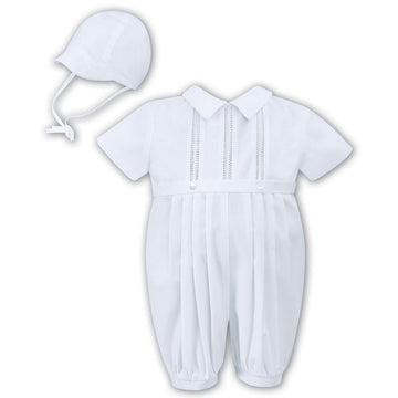 Sarah Louise Short Sleeve Romper And Hat 002209S White