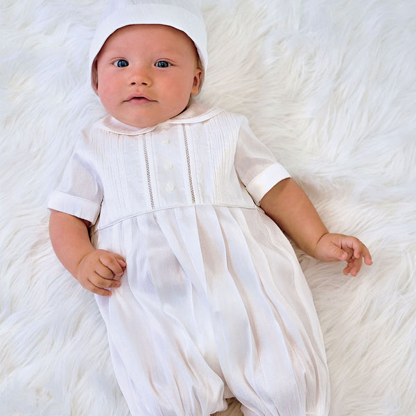 Sarah Louise Short Sleeve Romper And Hat 002232S White Worn By Baby