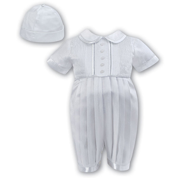 Sarah Louise Short Sleeve Romper And Hat 002232S White