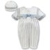 Sarah Louise Short Sleeve Silk Romper And Hat 002238S Ivory And Blue