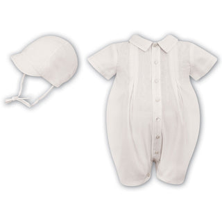 Sarah Louise Short Sleeve Romper And Hat 010277 Ivory