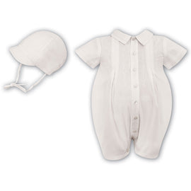 Sarah Louise Short Sleeve Romper And Hat 010277 Ivory