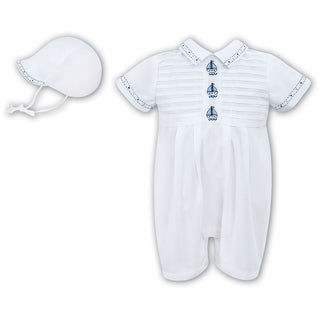 Sarah Louise Short Sleeve Romper And Hat 010279 White