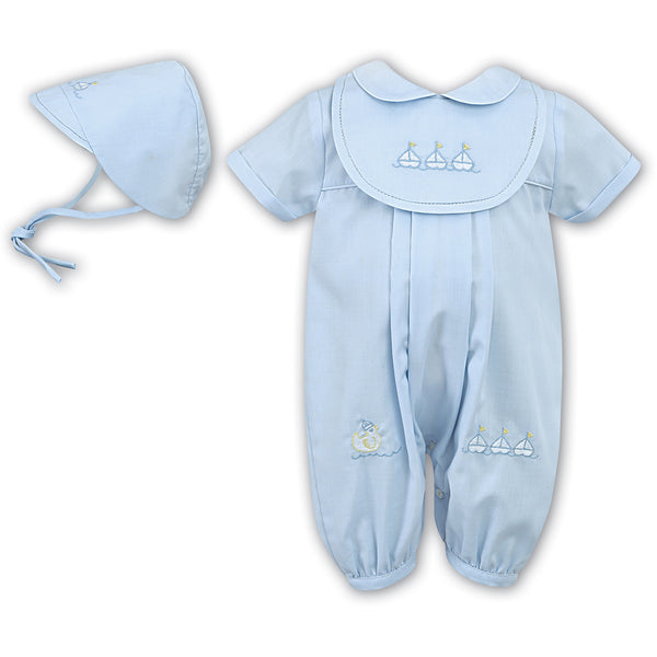 Sarah Louise Short Sleeve Romper And Hat 9211 Blue
